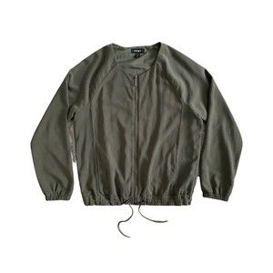DKNY Womens Full Zip Long Sleeve Light‎ Bomber Jacket Small Green